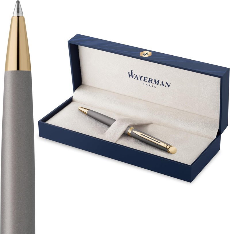 Waterman Hemisphere Metallic Grey Gold Trim Ballpoint Pen - Image 1